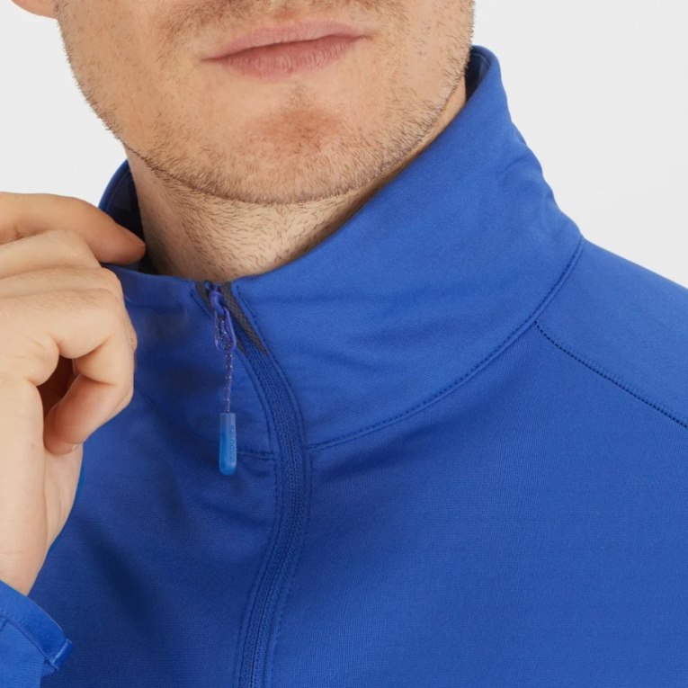 Sudaderas Salomon Essential Lightwarm Half Zip Hombre Azules | MX HJNA296